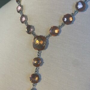 Peach / ballerina pink rhinestone necklace